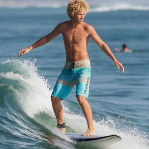 Hurley Phantom Peters Boardshort vivid sky adjustable tie back pocket Sz 30/S